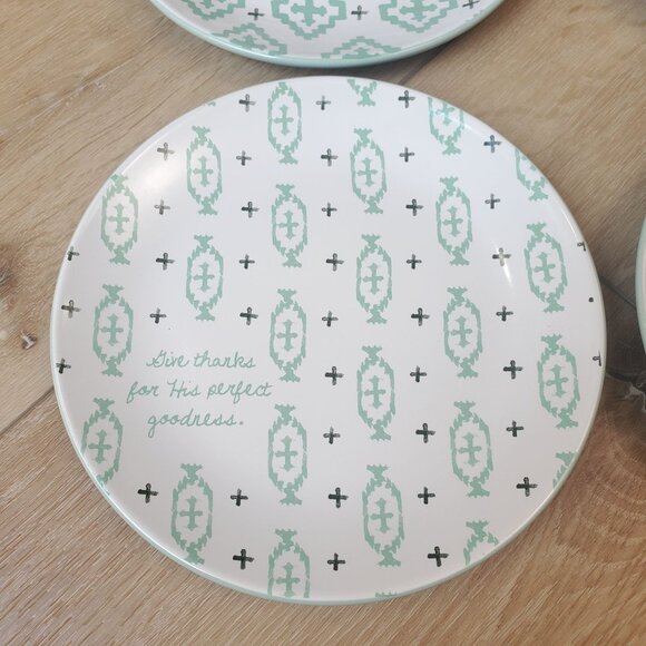 Mary & Martha Perfect Goodness Salad Plates Lot of 4 Green White Give Thanks - Picture 3 of 14